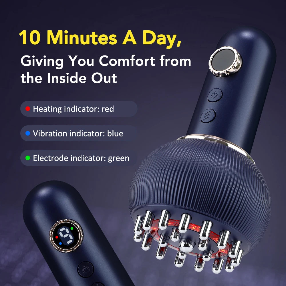 Thermaglow™ Wireless Heated Meridian Brush – Lymphatic Drainage, Microcurrent Anti-Cellulite Massage for Body & Back